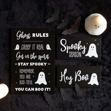 Hey Boo Spooky Ghost Halloween Hanging Signs Set of 2 Halloween Sign Spirit of equinox Quirky Turkey Gifts