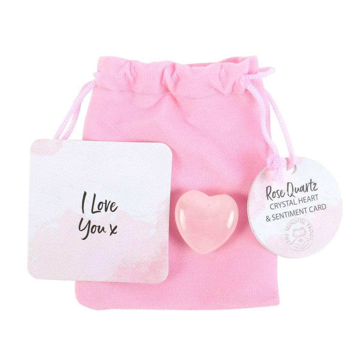 I Love You Rose Quartz Crystal Heart in a Bag Gift Lucky Crystals Spirit of equinox Quirky Turkey Gifts