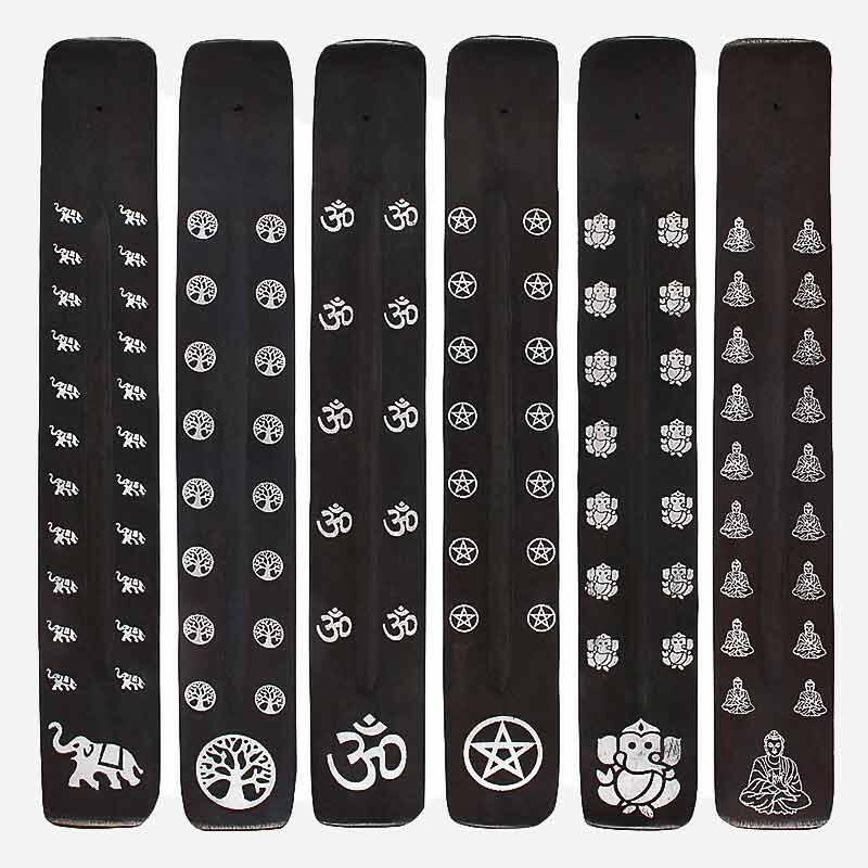 Black Wooden Gothic Incense Stick Holder with Ash Catcher Incense Holders Spirit of equinox Quirky Turkey Gifts