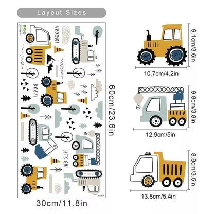 Kids Bedroom Nursery Digger, Tractor Construction Wall Stickers Decals Wall Art Posters, Prints, & Visual Artwork Kingsmile Quirky Turkey Gifts