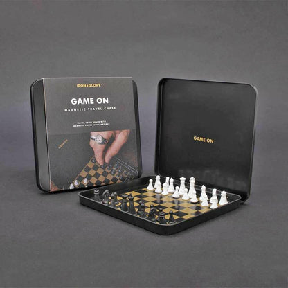 Magnetic Travel Chess Set in Tin with Velvet Pouch Toys and Games Iron and Glory Quirky Turkey Gifts