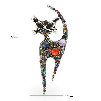 Multi Coloured Rhinestone Cat Pin Brooch Brooches & Pin Badges Fashion Accessories Quirky Turkey Gifts