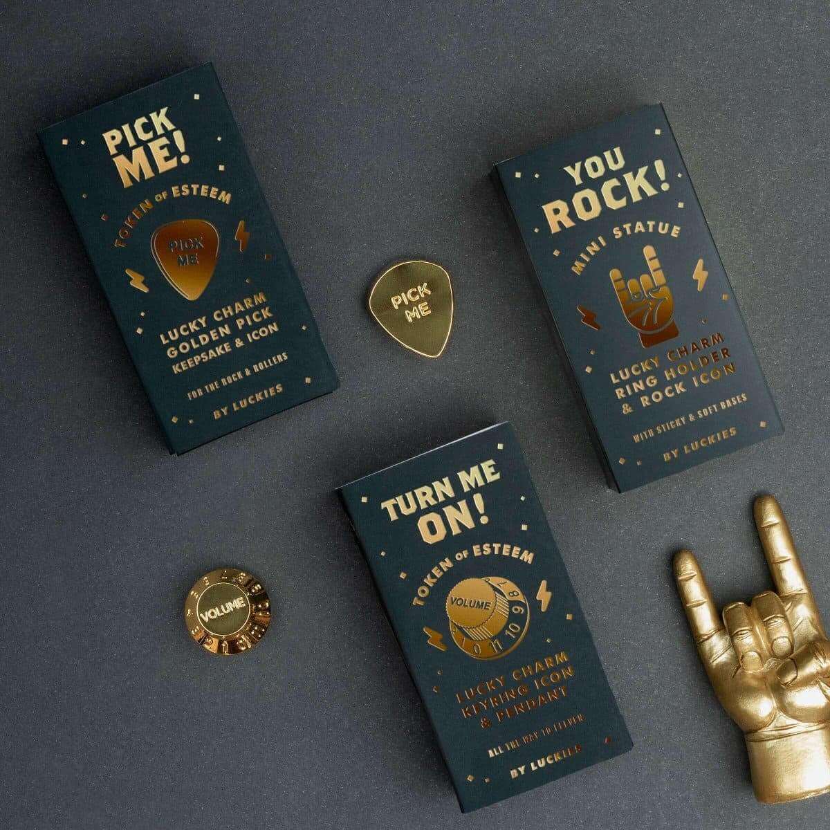 Pick Me Gold Guitar Pick Lucky Charm Gift, Gold-Plated Plectrum in Star Gift Box Guitar Pick Luckies Quirky Turkey Gifts