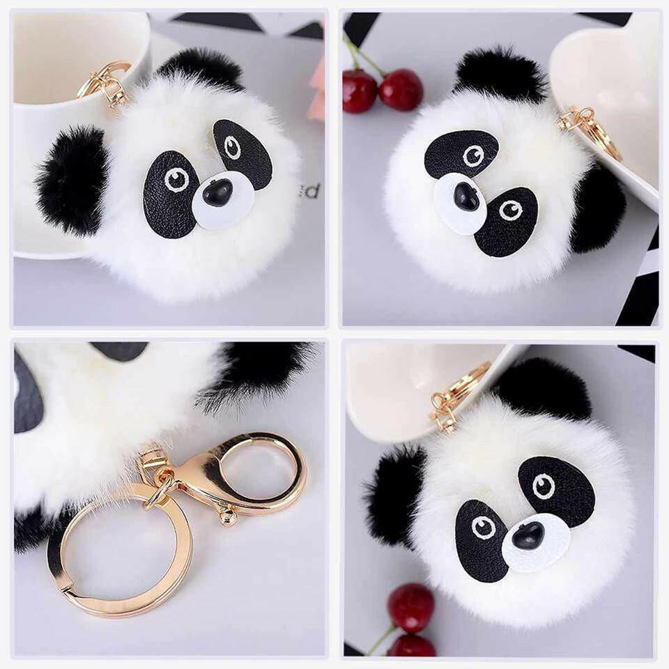 Panda Bear Pom Pom Keyring and Backpack Buddy Charm Keyrings Fashion Accessories Quirky Turkey Gifts