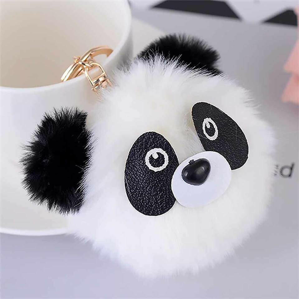 Panda Bear Pom Pom Keyring and Backpack Buddy Charm Keyrings Fashion Accessories Quirky Turkey Gifts
