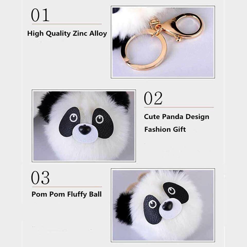 Panda Bear Pom Pom Keyring and Backpack Buddy Charm Keyrings Fashion Accessories Quirky Turkey Gifts