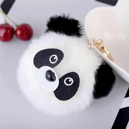 Panda Bear Pom Pom Keyring and Backpack Buddy Charm Keyrings Fashion Accessories Quirky Turkey Gifts