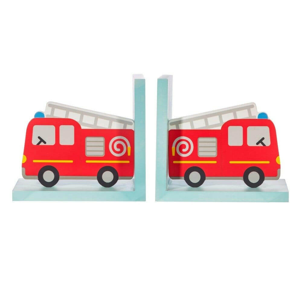 Red Fire Engine Bookends Child Transport Bedroom Decor Wall Hooks & Drawers Sass and Belle Quirky Turkey Gifts