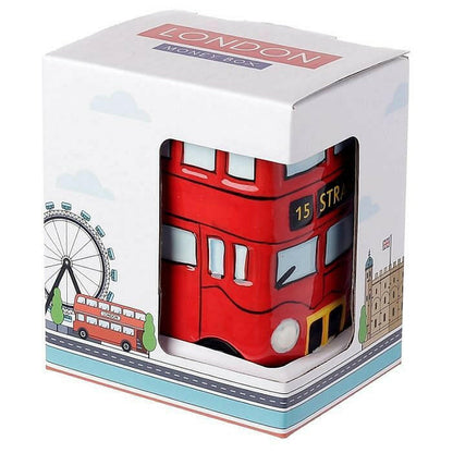 Red London Bus Retro Ceramic Money Box Money Box Puckator Quirky Turkey Gifts