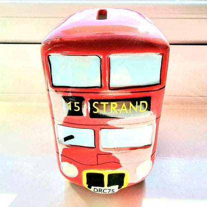 Red London Bus Retro Ceramic Money Box Money Box Puckator Quirky Turkey Gifts