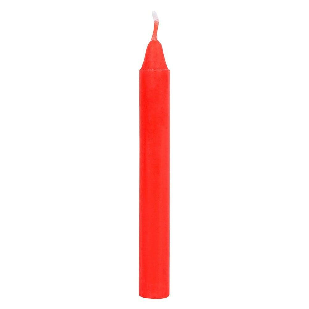 Red pillar candle with red-tinted wick