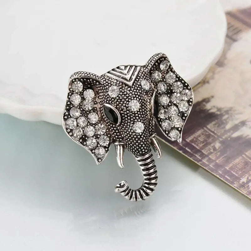 Retro Elephant Brooch Crystal Charm Brooches & Pin Badges Fashion Accessories Quirky Turkey Gifts