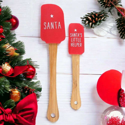 Santa and Santa's Little Helper, Head Elf and Little Elf Christmas Spatula Set Spatulas Jones Home & Gifts Quirky Turkey Gifts