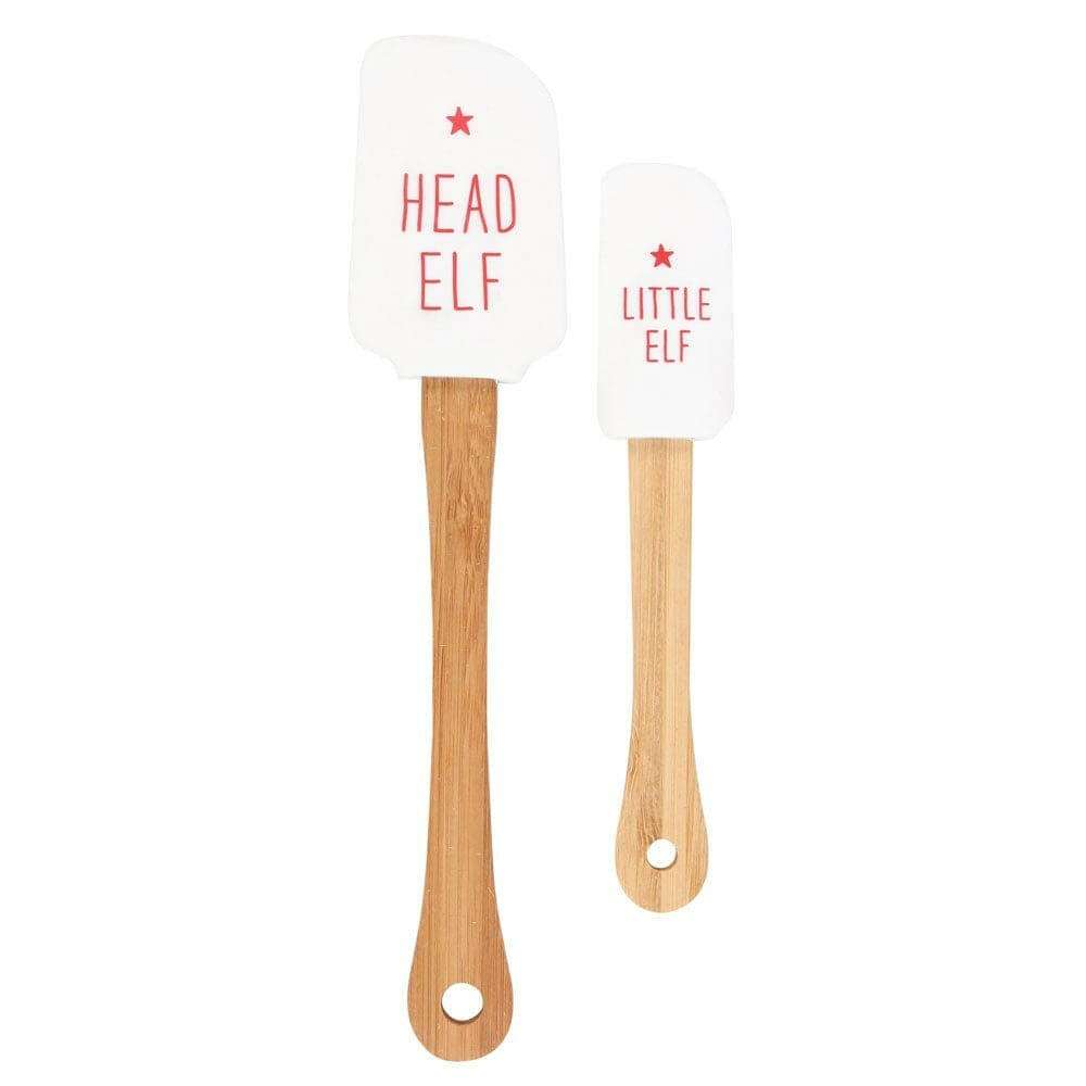 Santa and Santa's Little Helper, Head Elf and Little Elf Christmas Spatula Set Spatulas Jones Home & Gifts Quirky Turkey Gifts