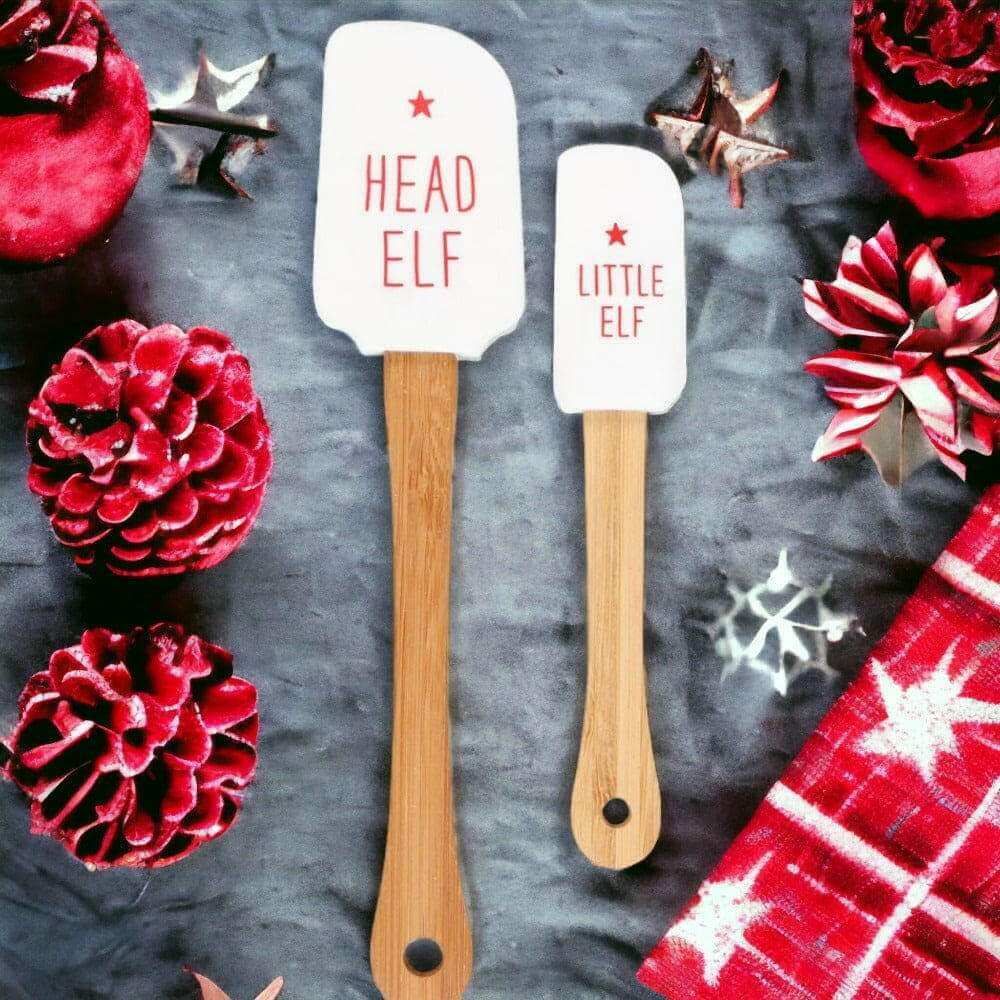 Santa and Santa's Little Helper, Head Elf and Little Elf Christmas Spatula Set Spatulas Jones Home & Gifts Quirky Turkey Gifts