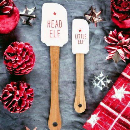 Santa and Santa's Little Helper, Head Elf and Little Elf Christmas Spatula Set Spatulas Jones Home & Gifts Quirky Turkey Gifts
