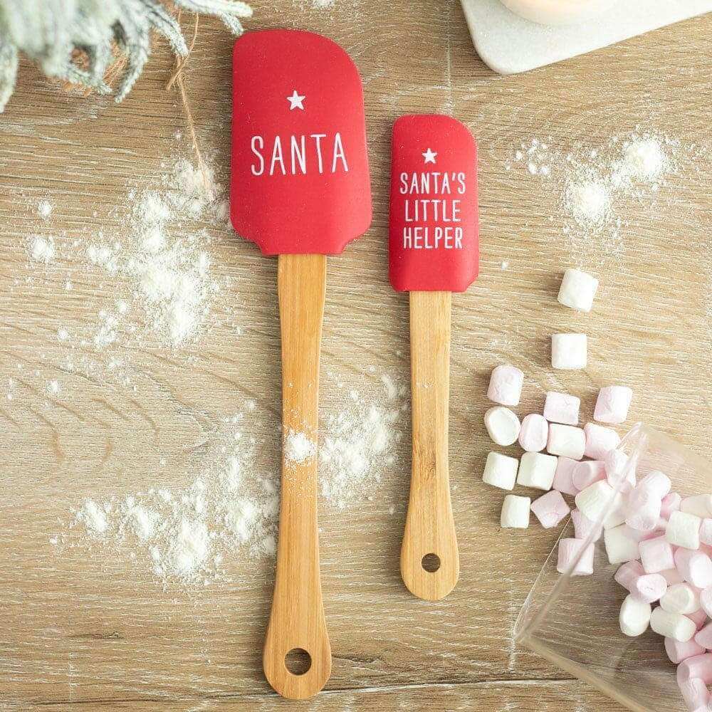 Santa and Santa's Little Helper, Head Elf and Little Elf Christmas Spatula Set Spatulas Jones Home & Gifts Quirky Turkey Gifts