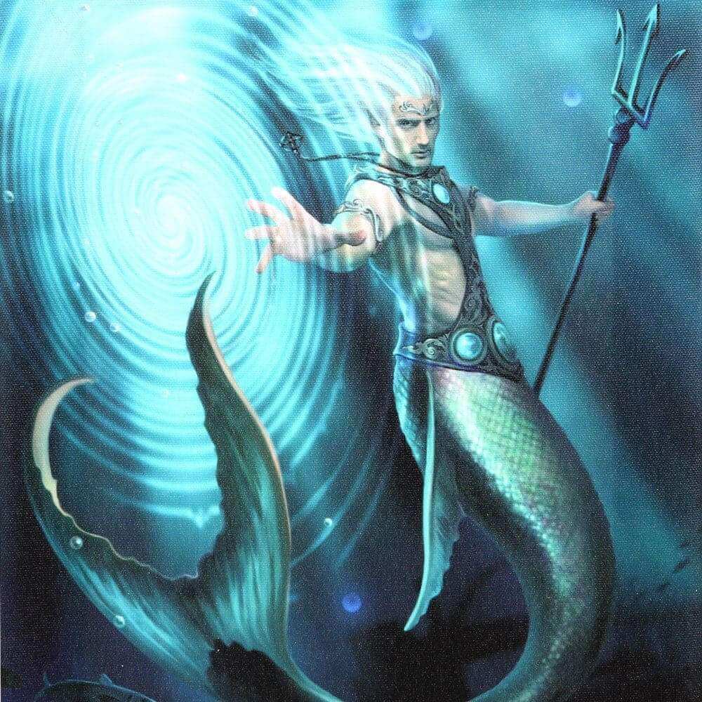 Water Element Wizard Merman Canvas Wall Art Print by Anne Stokes Wall Art's Anne Stokes Quirky Turkey Gifts
