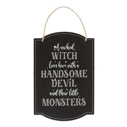 Wicked Witch Family Hanging Sign for Halloween Decor Halloween Sign Spirit of equinox Quirky Turkey Gifts