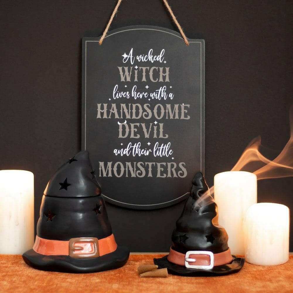 Wicked Witch Family Hanging Sign for Halloween Decor Halloween Sign Spirit of equinox Quirky Turkey Gifts