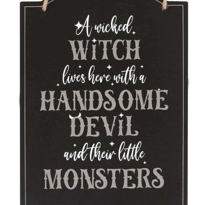 Wicked Witch Family Hanging Sign for Halloween Decor Halloween Sign Spirit of equinox Quirky Turkey Gifts