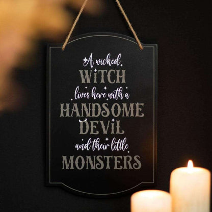Wicked Witch Family Hanging Sign for Halloween Decor Halloween Sign Spirit of equinox Quirky Turkey Gifts
